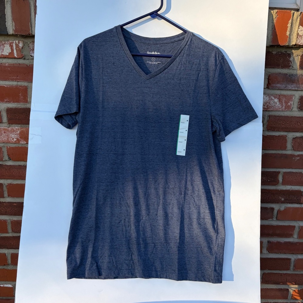 Goodfellow & Co Mens Heather Navy Blue V-Neck T-Shirt Standard Fit Size M